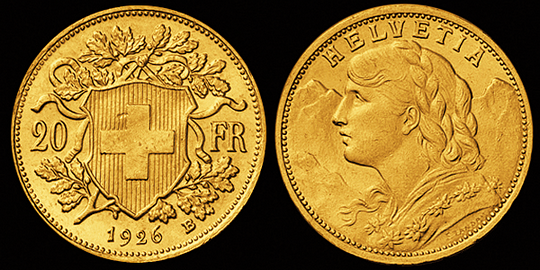 1926, 20 Fr. Gold-Vreneli