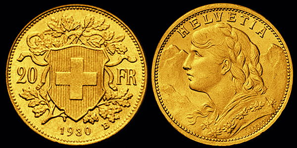 1930, 20 Fr. Gold-Vreneli