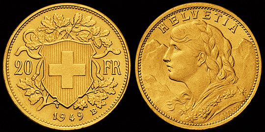 1949, 20 Fr. Gold-Vreneli