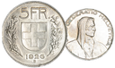 1926, 5 Fr. Silber-Kursmünze Hirtenkopf
