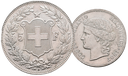 1907, 5 Fr. Silber-Kursmünze Helvetiakopf