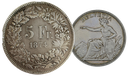 1874, 5 Fr. Silber-Kursmünze mit Münzzeichen B