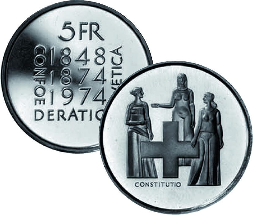 1974, 5 Fr. Gedenkmünzen &quot;Verfassungsrevision&quot;