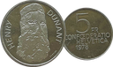 1978, 5 Fr. Gedenkmünzen &quot;Henri Dunant&quot;