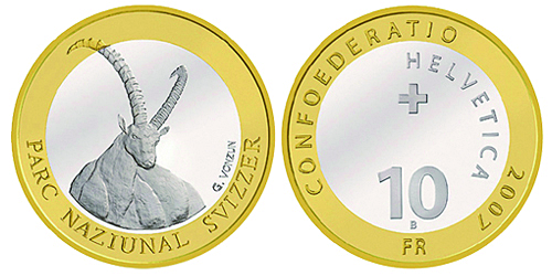 2007, 10 Fr. Gedenkmünzen "Steinbock"