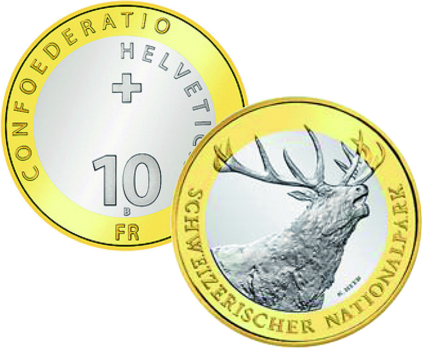 2009, 10 Fr. Gedenkmünzen "Rothirsch"