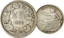 1850, 50 Rp. Silber-Kursmünze Sitzdende Helvetia