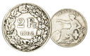 1862, 2 Fr. Silber-Kursmünze Sitzende Helvetia