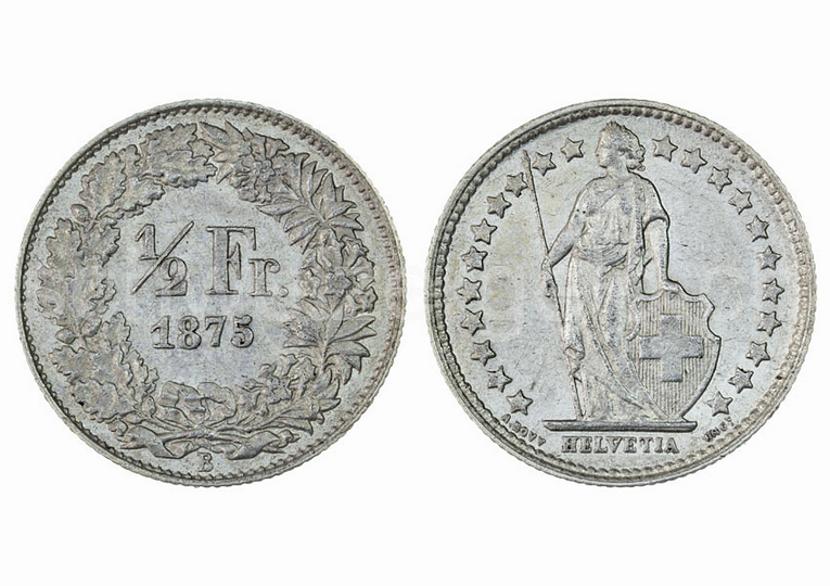 1875, 50 Rp. Silber-Kursmünze