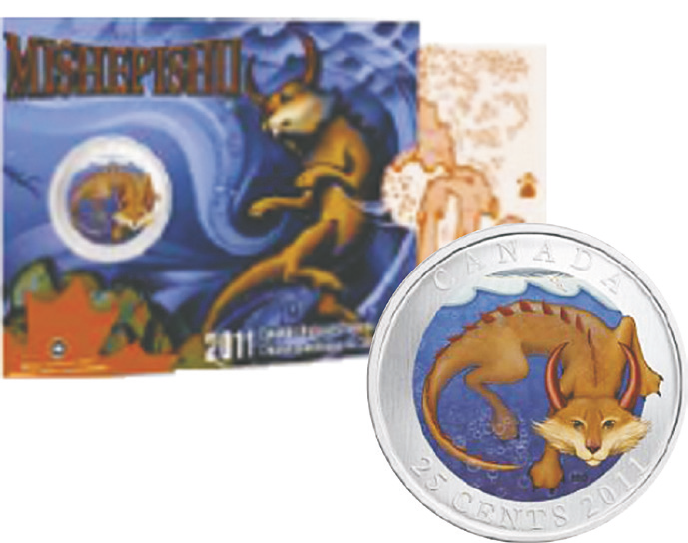 2011, Mishepishu-Münze teilkoloriert aus Kanada