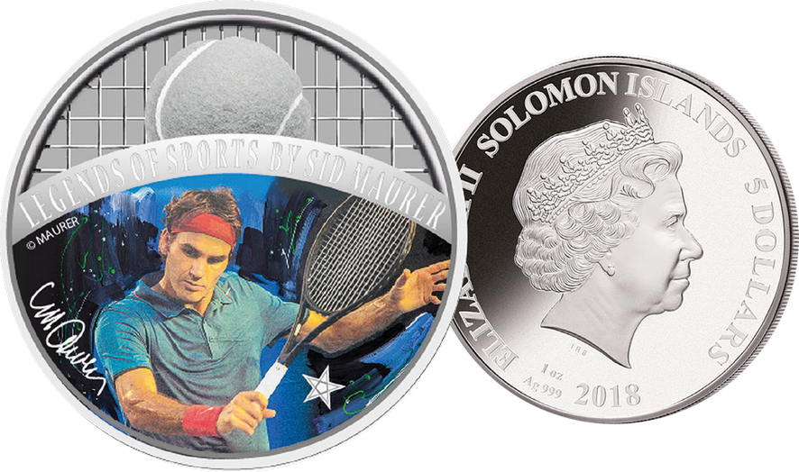 2018, Silber-Sondermünze &quot;Roger Federer-Legends of Sports&quot;, Salomon Islands