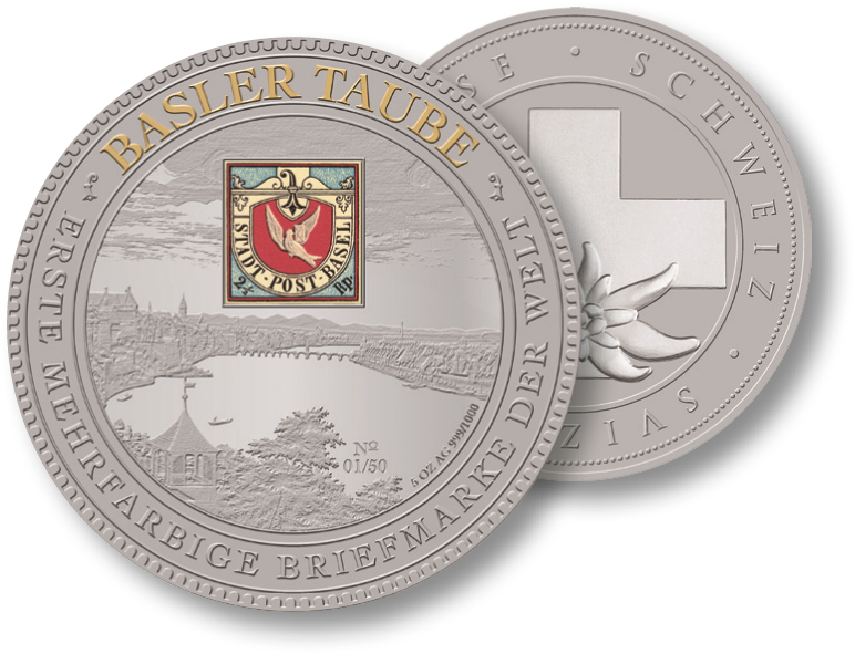 2020, 5 Unzen Silber-Gedenkprägung "Basler Taube"