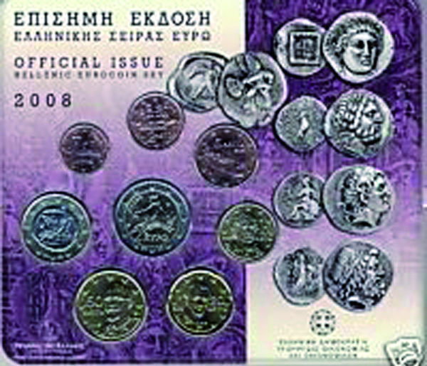 2008, Euro Kursmünzensatz Griechenland