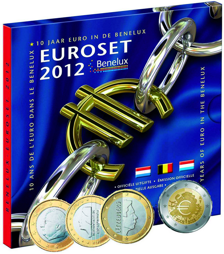 2012, Amtliches EURO-Kursmünzen-Set aus drei Ländern (Belgien, Niederlande, Luxemburg)