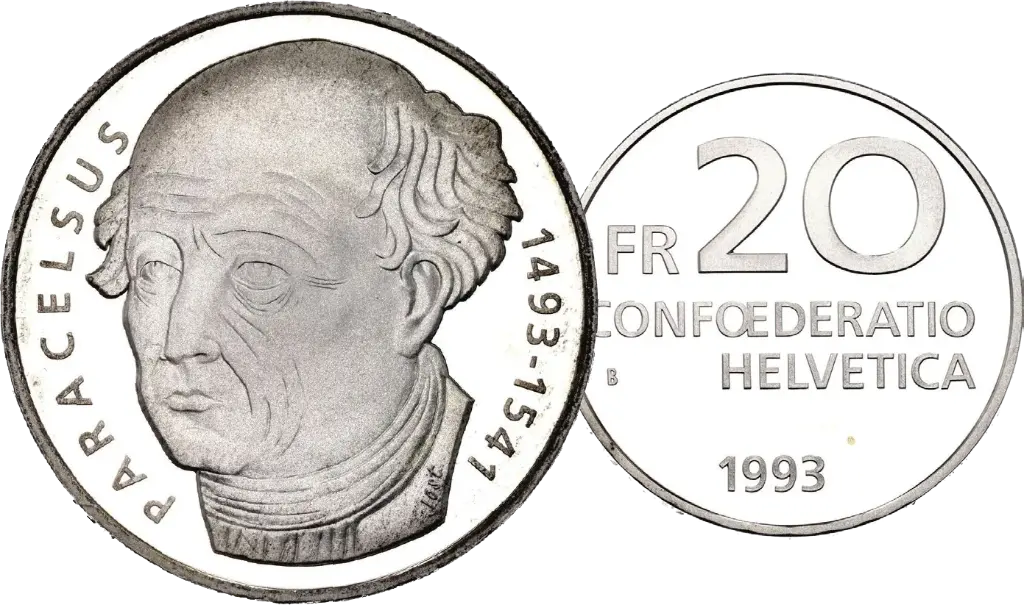 1993, 20 Fr. Gedenkmünze "Paracelsus"