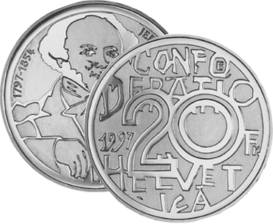 1997, 20 Fr. Gedenkmünze &quot;Jeremias Gotthelf&quot;