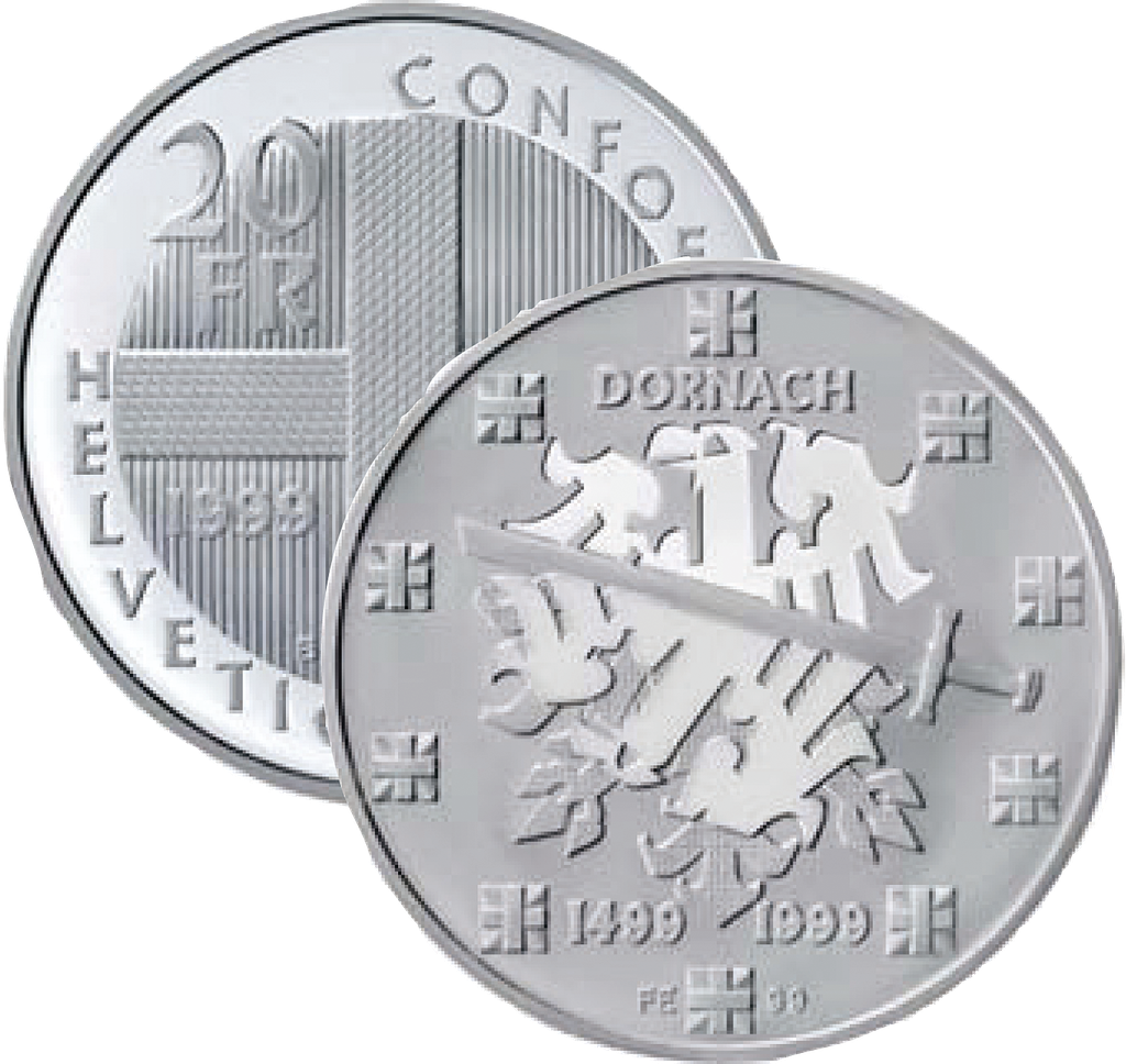 1999, 20 Fr. Gedenkmünze &quot;500 Jahre Schlacht bei Dornach&quot;