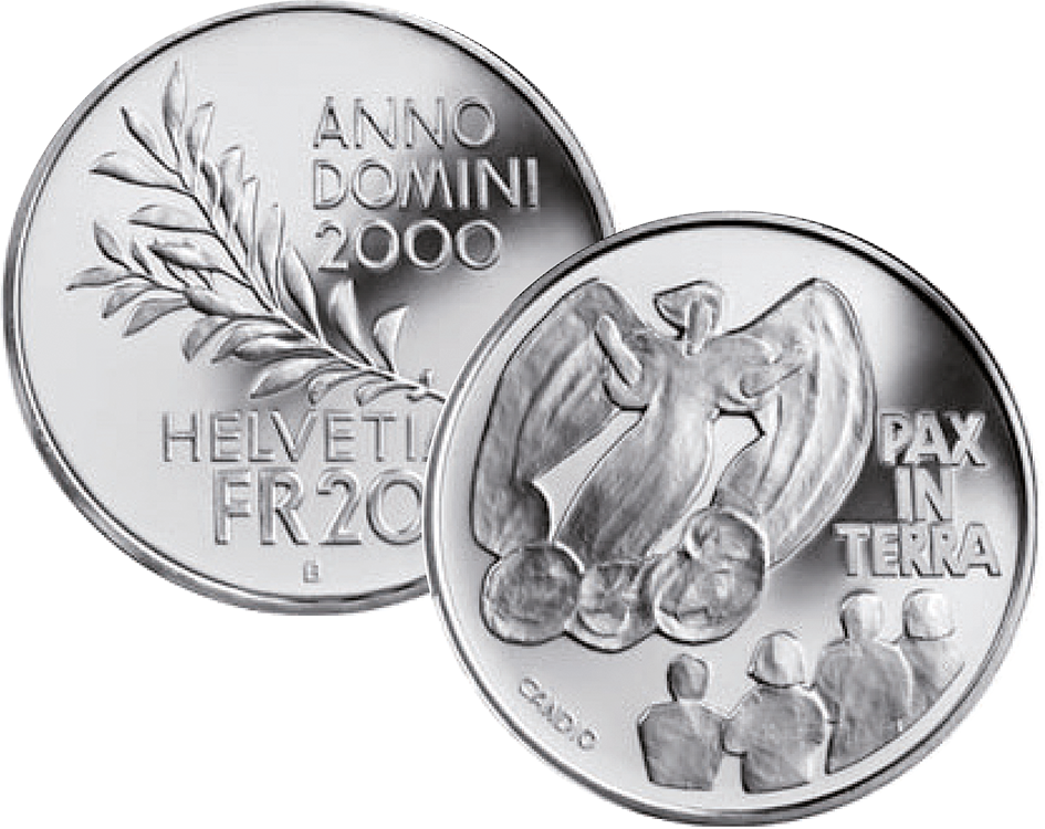 2000, 20 Fr. Gedenkmünze "Pax in Terra"