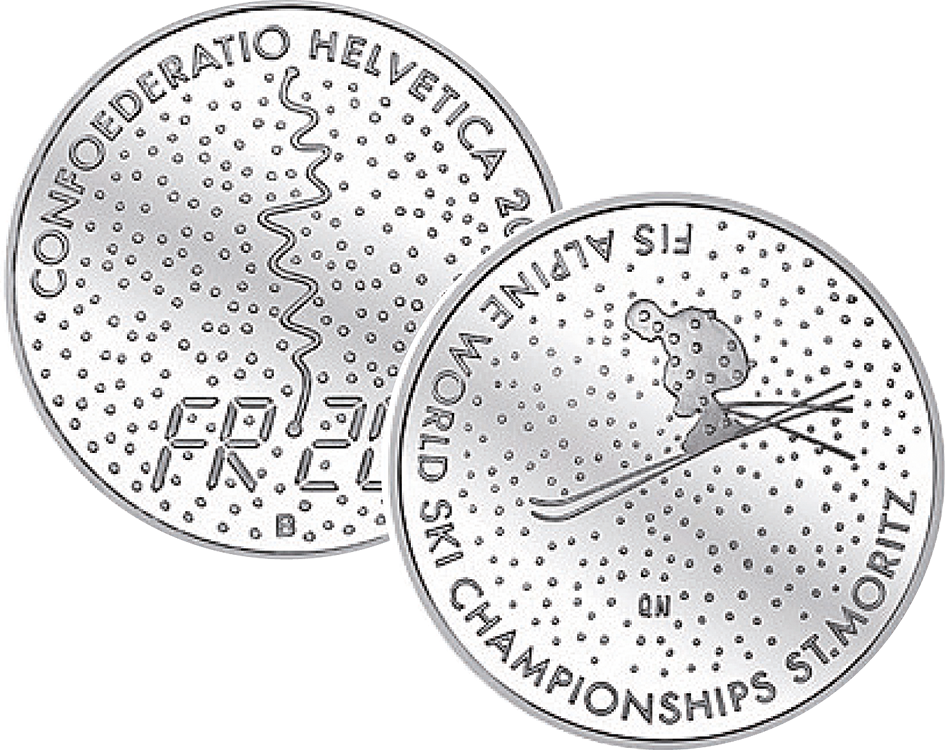 2003, 20 Fr. Gedenkmünze "Alpine Ski WM St.Moritz"