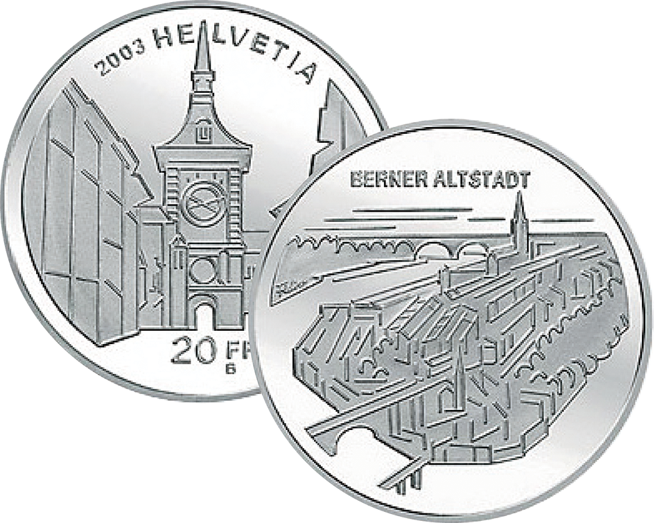 2003, 20 Fr. Gedenkmünze &quot;Berner Altstadt&quot;