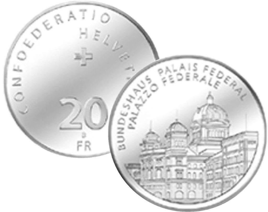 2006, 20 Fr. Gedenkmünze &quot;Bundeshaus&quot;