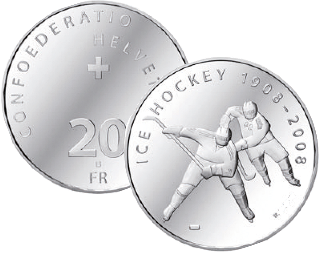 2008, 20 Fr. Gedenkmünze "100 Jahre Eishockey"
