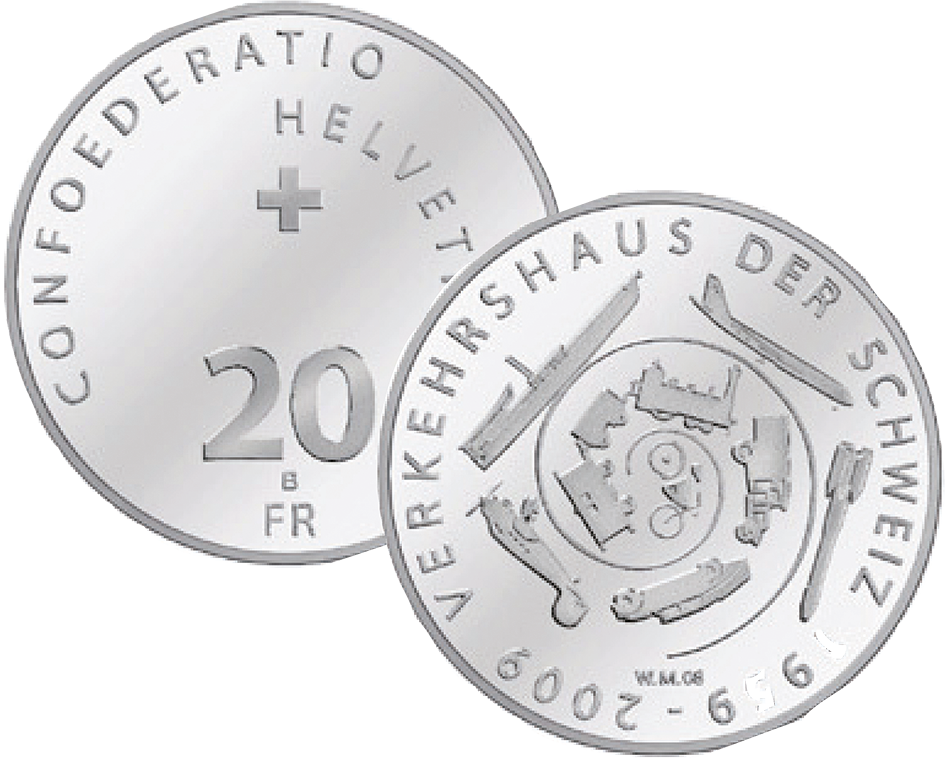 2009, 20 Fr. Gedenkmünze "50 Jahre Verkehrshaus der Schweiz"