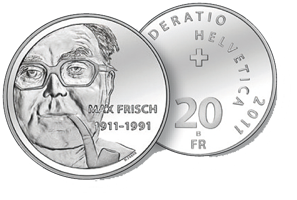 2011, 20 Fr. Gedenkmünze "100. Geburtstag von Max Frisch"