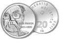 2011, 20 Fr. Gedenkmünze "100. Geburtstag von Max Frisch"