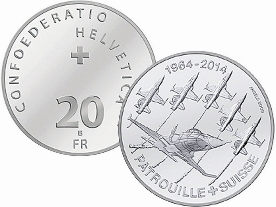 2014, 20 Fr. Gedenkmünze &quot;50 Jahre Patrouille Suisse&quot;