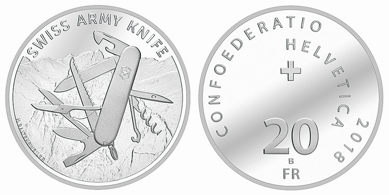 2018, 20 Fr. Gedenkmünze &quot;Swiss Army Knife&quot;