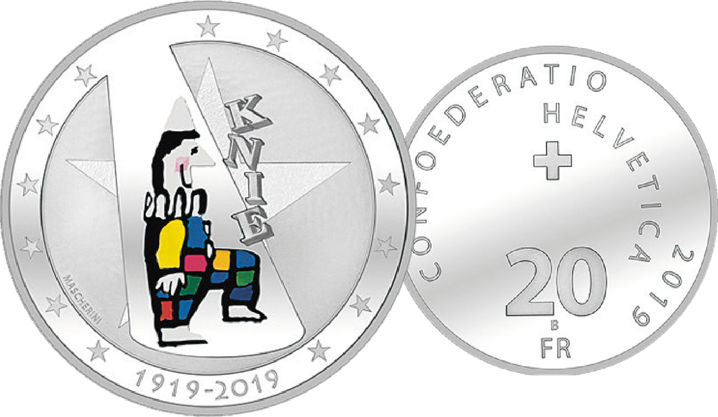 2019, 20 Fr. Gedenkmünze "100 Jahre Circus Knie"