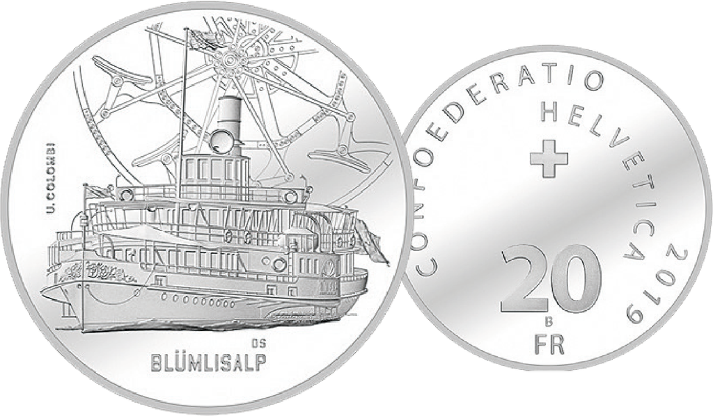 2019, 20 Fr. Gedenkmünze "Dampfschiff Blümlisalp"