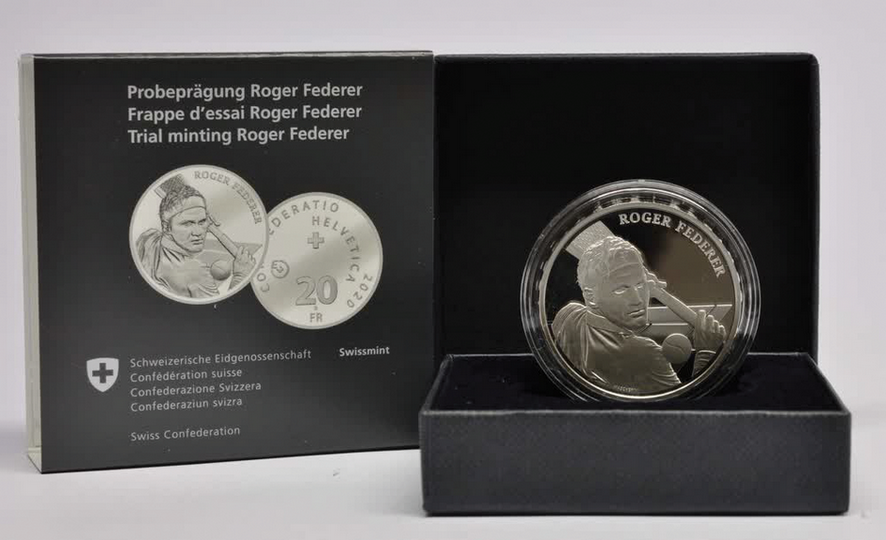 2020, 20 Fr. Gedenkmünze &quot;Roger Federer&quot;, Probeprägung