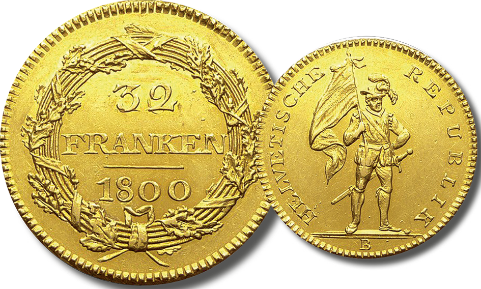 32 Franken Doppelduplone Helvetische Republik