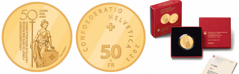 2021, 50 Fr. Gedenkmünze &quot;50 Jahre Schweizer Frauenstimmrecht&quot;