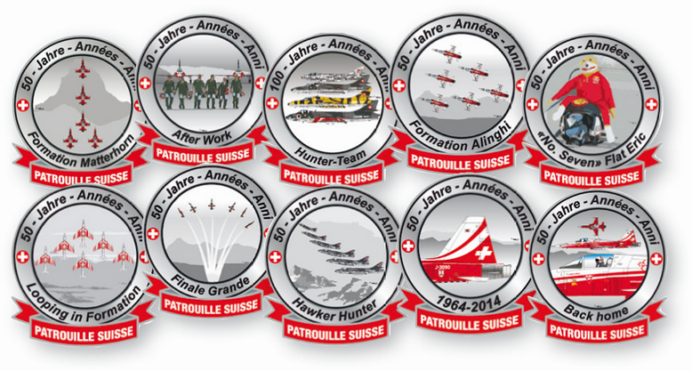 10 versch. Pins "Patrouille Suisse"