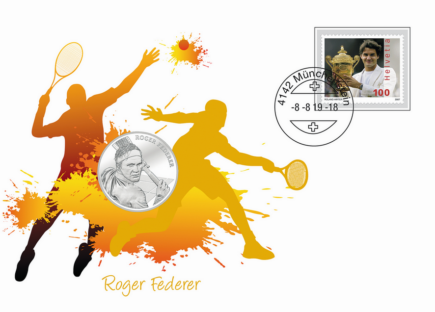 2019, Roger Federer mit 20 Franken-Münze