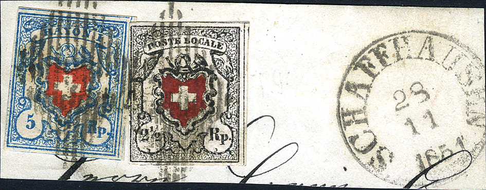 1851, Poste Locale mit KE, Type 9 und Rayon I ohne KE, Type 24
