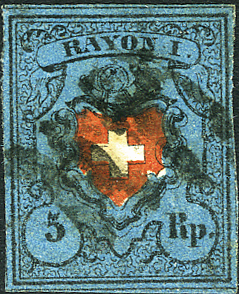5 Rp. schwarz-rot-dunkelblau, Type 34