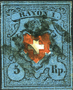 5 Rp. schwarz-rot-dunkelblau, Type 34