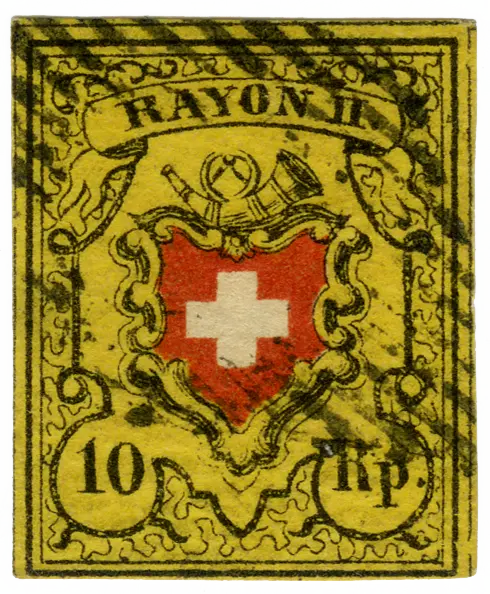10 Rp. schwarz-rot-gelb, Type 29, Stein B1 (LU)