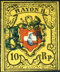 10 Rp. schwarz-rot-gelb, Type 26, Stein A2 (LU)