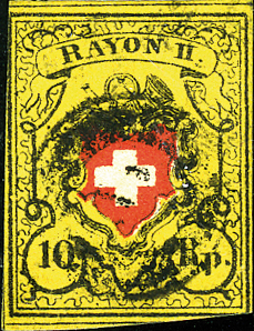 10 Rp. schwarz-rot-gelb, Type 28, Stein B (RU)