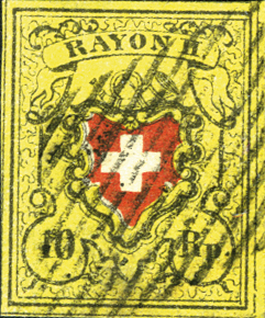 10 Rp. schwarz-rot-gelb, Type 40, Stein E (RO)