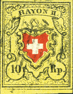 10 Rp. schwarz-rot-gelb, Type 34, Stein E (LO)