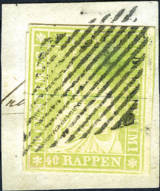 40 Rp. gelboliv, Münchner Druck, 1. Druckperiode