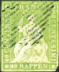 40 Rp. grünlicholiv (dunkel), Münchner Druck, 2. Druckperiode