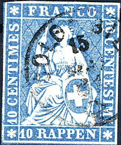 10 Rp. blau, Berner Druck, 4. Auflage, &quot;Gut sichtbarer Komet&quot;