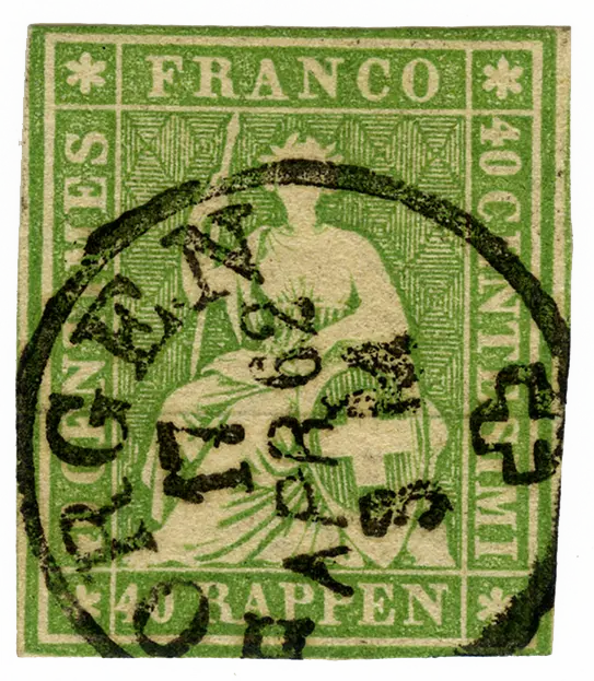 40 Rp. olivgrün, Berner Druck, 4. Auflage